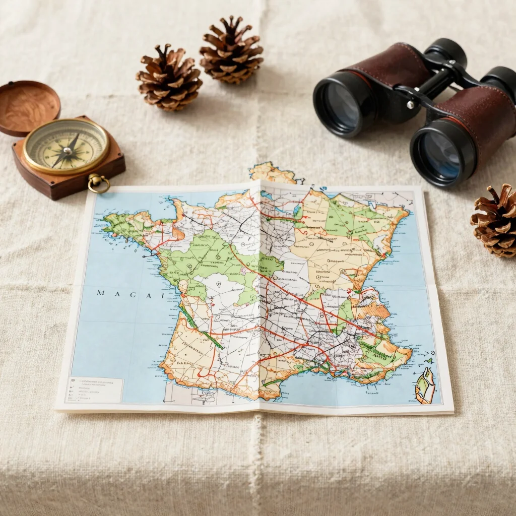 Carte et jumelles pour préparer une découverte en famille